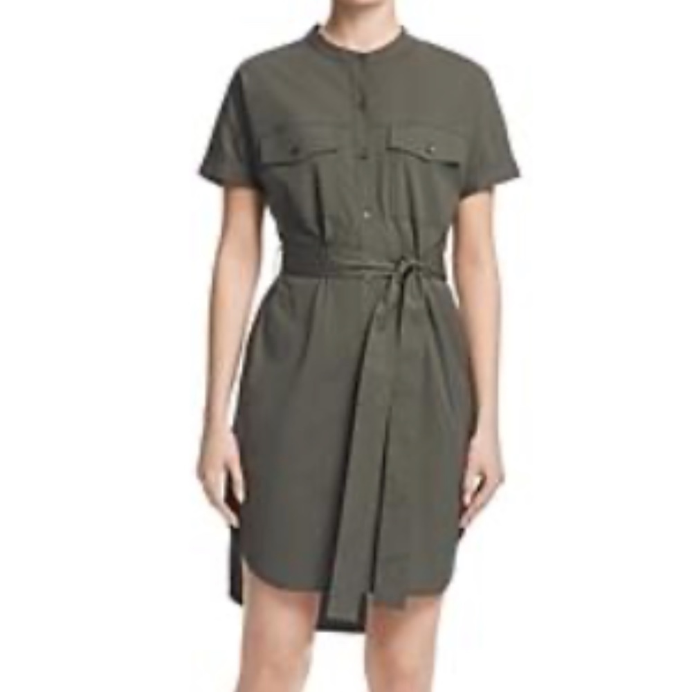 THEORY Stretch Cotton Cargo Dress In Army M